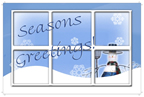 snowy window pane